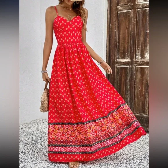 Boho floral print cami maxi dress - Picture 3 of 8